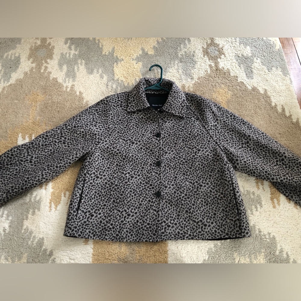 Massimo Dutti Wool Blend Animal Print Short Coat Size Medium New Without Tags! - Picture 7 of 16